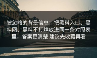 被忽略的背景信息：把黑料入口、黑料网、黑料不打烊放进同一条对照表里，答案更清楚 建议先收藏再看