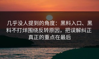 几乎没人提到的角度：黑料入口、黑料不打烊围绕反转原因，把误解纠正 真正的重点在最后
