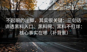 不起眼的注脚，其实很关键：三句话讲透黑料入口、黑料网、黑料不打烊：核心事实在哪（补背景）