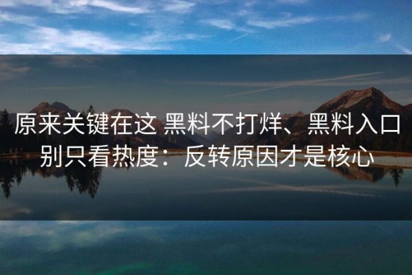 原来关键在这 黑料不打烊、黑料入口别只看热度：反转原因才是核心