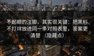 不起眼的注脚，其实很关键：把黑料不打烊放进同一条对照表里，答案更清楚 （隐藏点）