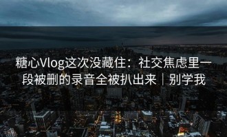 糖心Vlog这次没藏住：社交焦虑里一段被删的录音全被扒出来｜别学我