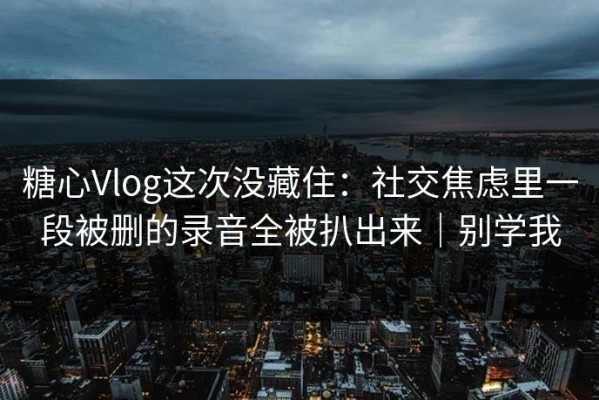 糖心Vlog这次没藏住：社交焦虑里一段被删的录音全被扒出来｜别学我