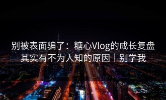 别被表面骗了：糖心Vlog的成长复盘其实有不为人知的原因｜别学我