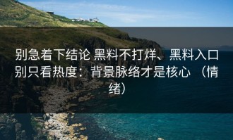 别急着下结论 黑料不打烊、黑料入口别只看热度：背景脉络才是核心 （情绪）