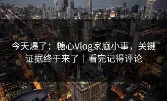 今天爆了：糖心Vlog家庭小事，关键证据终于来了｜看完记得评论