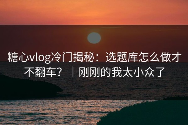 糖心vlog冷门揭秘：选题库怎么做才不翻车？｜刚刚的我太小众了