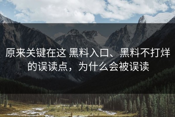 原来关键在这 黑料入口、黑料不打烊的误读点，为什么会被误读