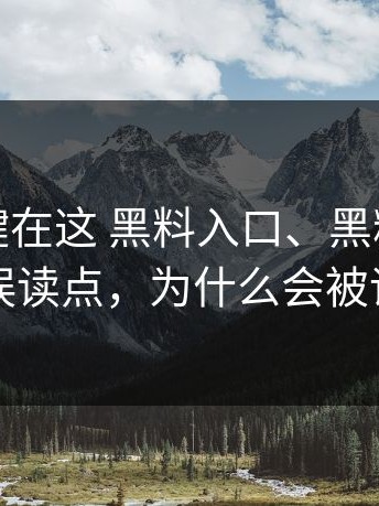 原来关键在这 黑料入口、黑料不打烊的误读点，为什么会被误读