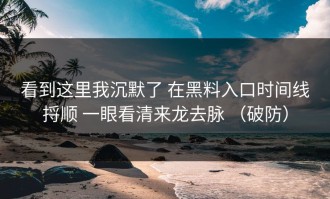 看到这里我沉默了 在黑料入口时间线捋顺 一眼看清来龙去脉 （破防）
