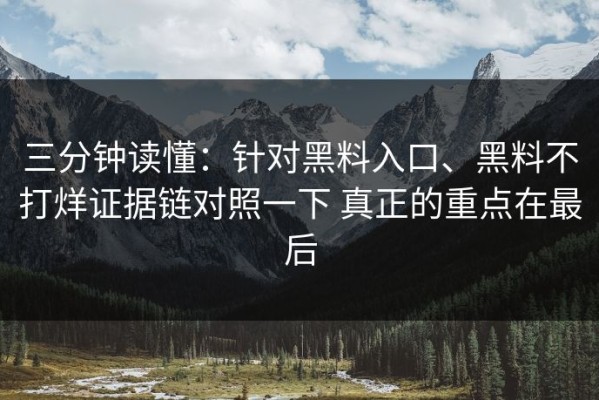 三分钟读懂：针对黑料入口、黑料不打烊证据链对照一下 真正的重点在最后
