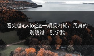 看完糖心vlog这一期反内耗，我真的别跳过｜别学我
