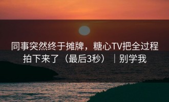 同事突然终于摊牌，糖心TV把全过程拍下来了（最后3秒）｜别学我