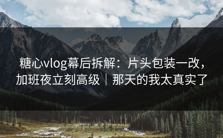 糖心vlog幕后拆解：片头包装一改，加班夜立刻高级｜那天的我太真实了
