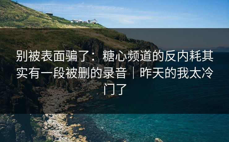 别被表面骗了：糖心频道的反内耗其实有一段被删的录音｜昨天的我太冷门了