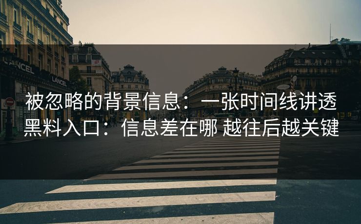 被忽略的背景信息：一张时间线讲透黑料入口：信息差在哪 越往后越关键