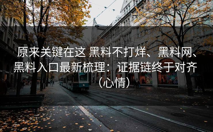 原来关键在这 黑料不打烊、黑料网、黑料入口最新梳理：证据链终于对齐 （心情）