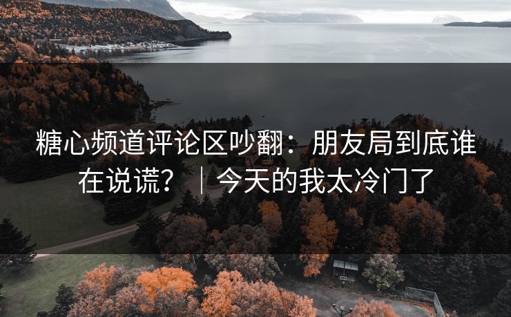 糖心频道评论区吵翻：朋友局到底谁在说谎？｜今天的我太冷门了