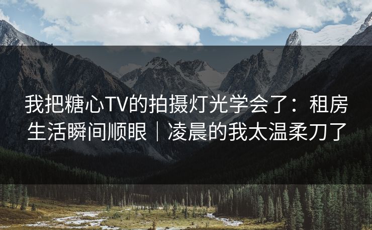 我把糖心TV的拍摄灯光学会了：租房生活瞬间顺眼｜凌晨的我太温柔刀了