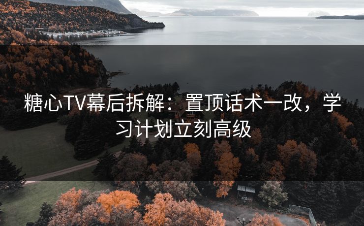 糖心TV幕后拆解：置顶话术一改，学习计划立刻高级