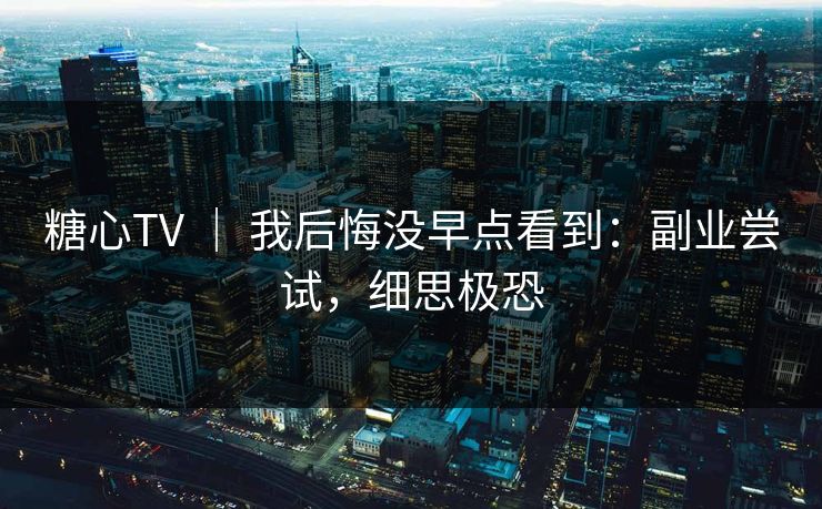 糖心TV ｜ 我后悔没早点看到：副业尝试，细思极恐