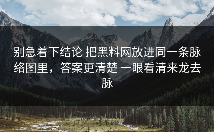 别急着下结论 把黑料网放进同一条脉络图里，答案更清楚 一眼看清来龙去脉
