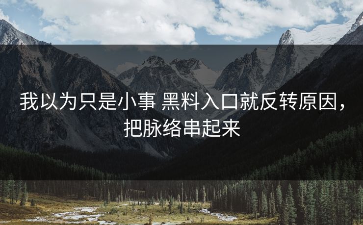 我以为只是小事 黑料入口就反转原因，把脉络串起来