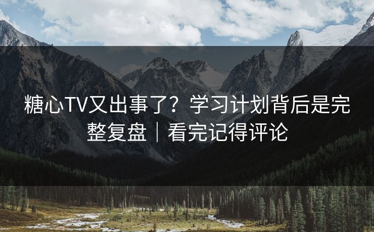 糖心TV又出事了？学习计划背后是完整复盘｜看完记得评论